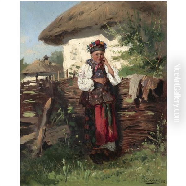 Ukrainian Girl Oil Painting by Vladimir Egorovic Makovsky