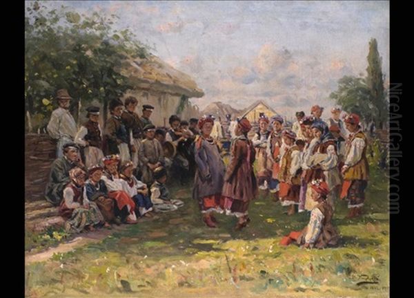 Dorffest Oil Painting by Vladimir Egorovic Makovsky