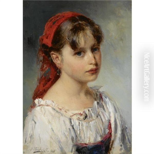 Portrait Of An Italian Girl Oil Painting by Vladimir Egorovic Makovsky