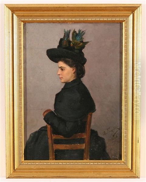 Portrait Of A Seated Woman Oil Painting by Vladimir Egorovic Makovsky