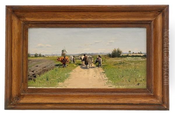 Cowherders In The Ukraine Oil Painting by Vladimir Egorovic Makovsky