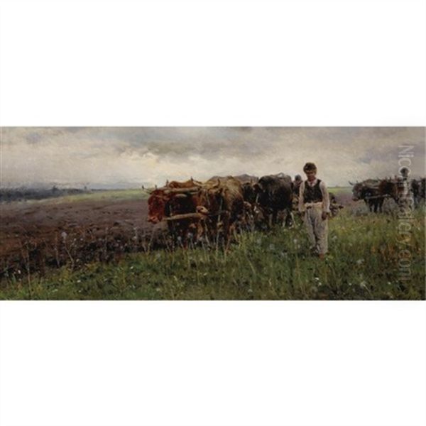 Ploughing The Fields Oil Painting by Vladimir Egorovic Makovsky