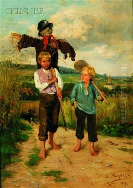 After A Day In The Fields Oil Painting by Vladimir Egorovic Makovsky