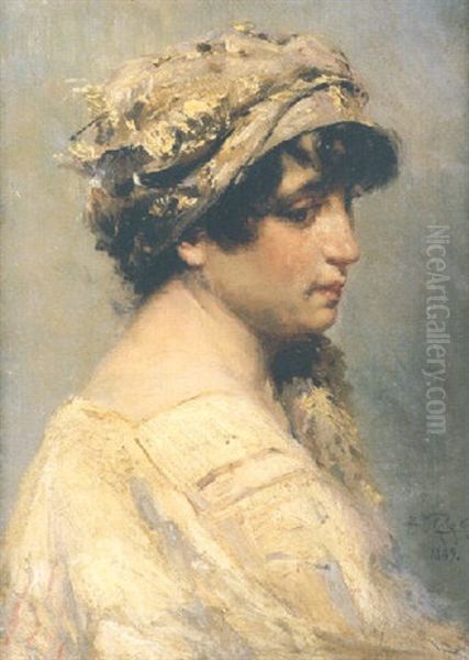 Dam I Gult Oil Painting by Vladimir Egorovic Makovsky