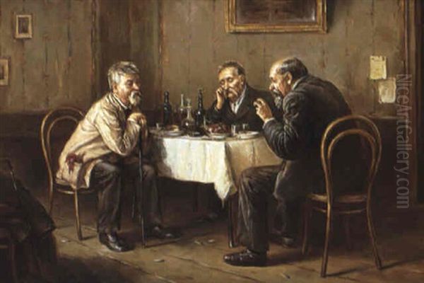 Samtal Vid Middagsbordet Oil Painting by Vladimir Egorovic Makovsky