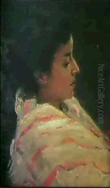 Kvinnostudie Oil Painting by Vladimir Egorovic Makovsky