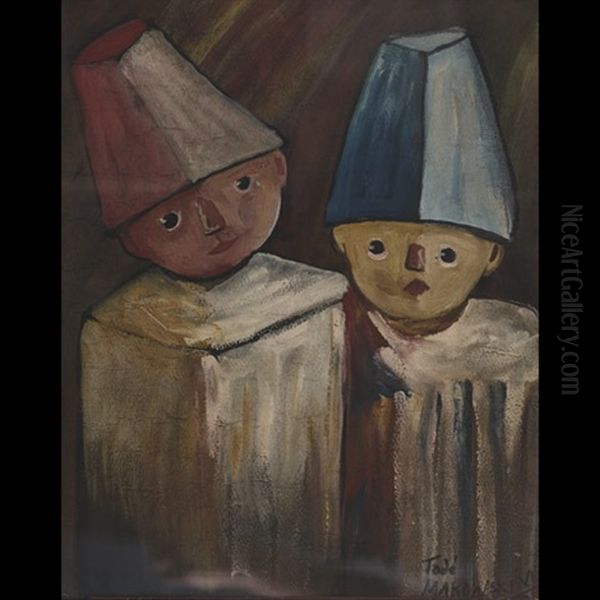 Two Young Friends Oil Painting by Tadeusz (Tade) Makowski