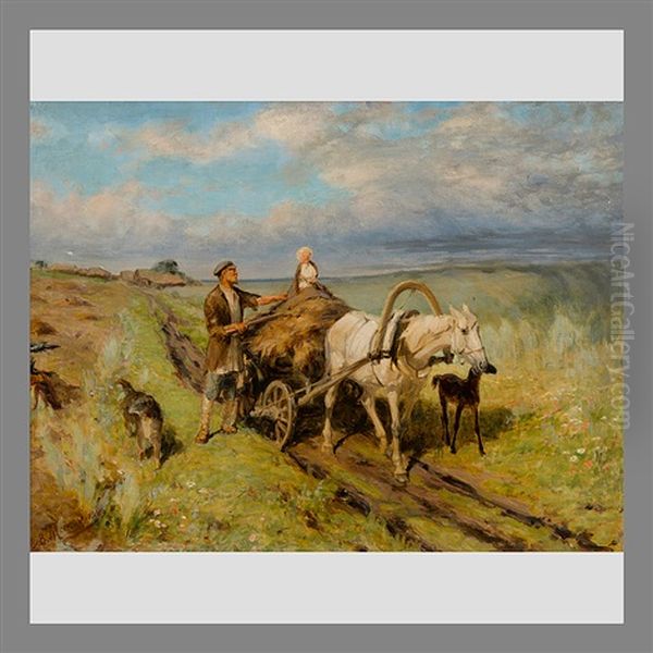 Summer Day In The Field Oil Painting by Vasili Maksimovich Maksimov