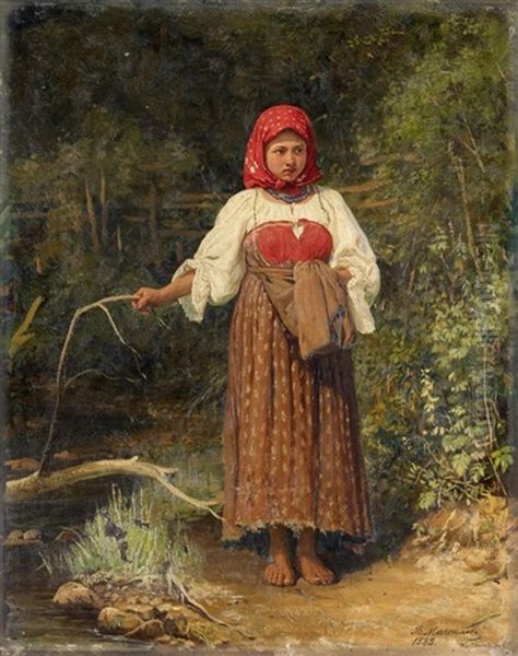 Bauernmadchen Oil Painting by Vasili Maksimovich Maksimov