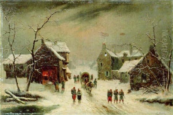 Militari Nel Paese Oil Painting by Louis-Claude Malbranche