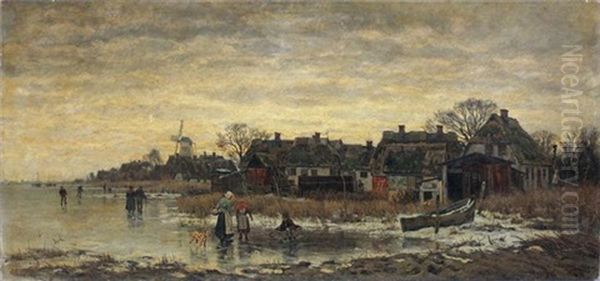 Altenhagen Auf Fischland Im Winter Oil Painting by Karl Malchin