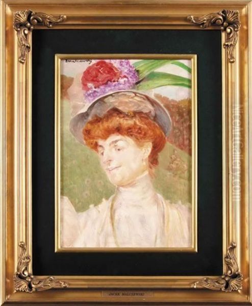 Portret Damy W Kapeluszu Oil Painting by Jacek Malczewski