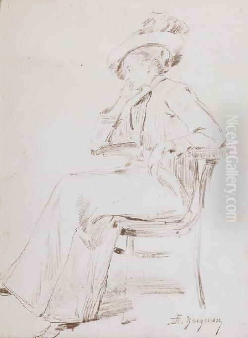 Portret Damy Oil Painting by Stanislaw Wojciech Bergman