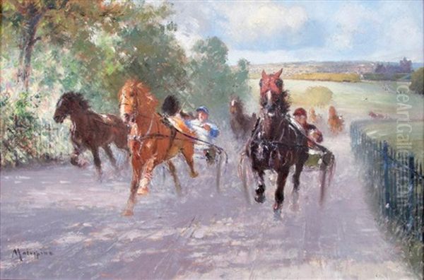 Course De Trot Attele Oil Painting by Louis Ferdinand Malespina