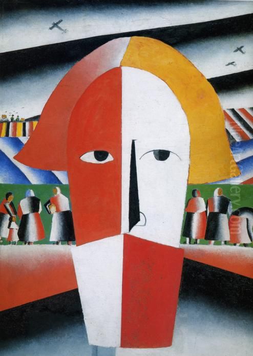 Head Of A Peasant Oil Painting by Kasimir Sevrinovitch Malevich