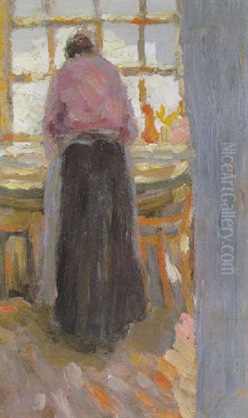 Woman At The Window Oil Painting by Kasimir Sevrinovitch Malevich