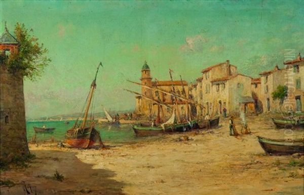 Petit Port De Peche Dans Le Midi Oil Painting by Charles Malfroy