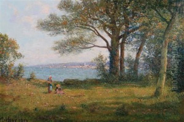 View Of A Coastline Oil Painting by Charles Malfroy