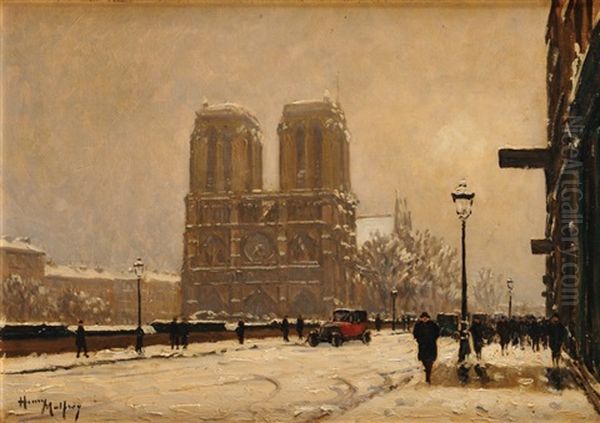 Vue De Notre-dame Oil Painting by Henri Malfroy-Savigny