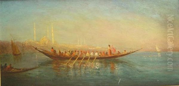 Barque Sur Le Bosphore Oil Painting by Henri Malfroy-Savigny