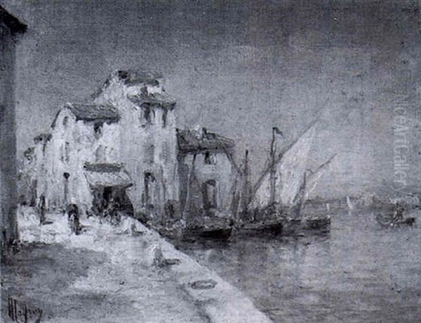 Vue D'un Port Mediterraneen Oil Painting by Henri Malfroy-Savigny