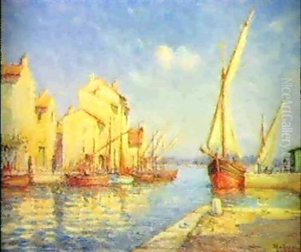 Le Port De Martigues Oil Painting by Henri Malfroy-Savigny