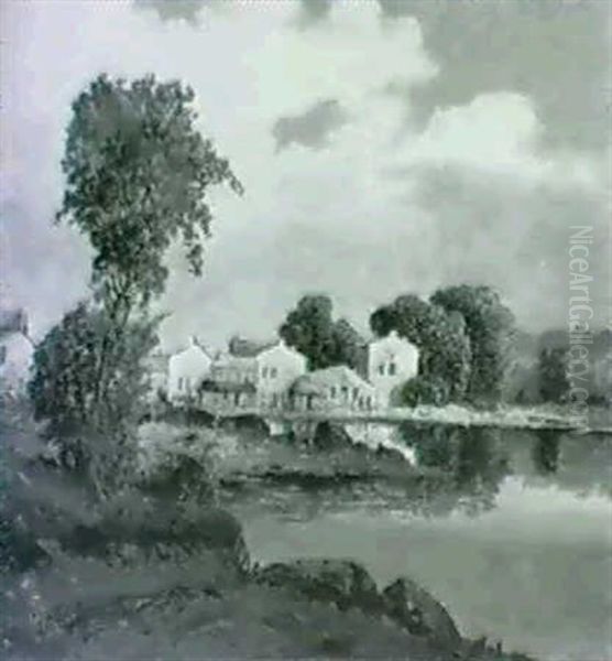 Village En Provence Oil Painting by Henri Malfroy-Savigny