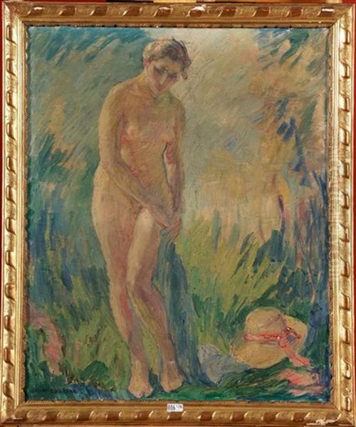Baigneuse Au Chapeau Oil Painting by William Malherbe