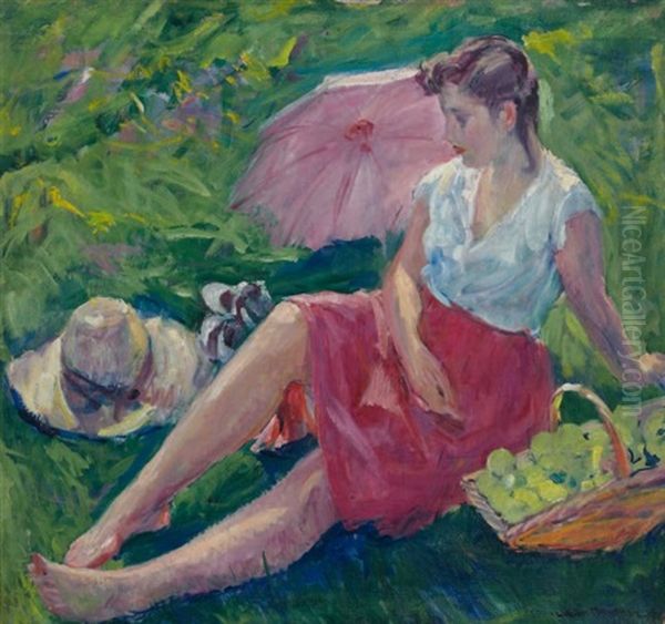 Repose After Picking Apples Oil Painting by William Malherbe