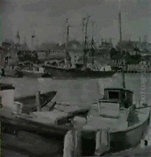 Gloucester Harbor, Massachusetts Oil Painting by William Malherbe