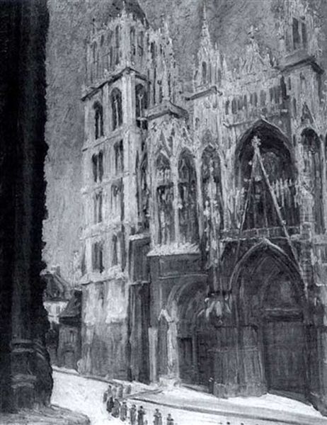 La Cathedrale De Rouen Oil Painting by William Malherbe