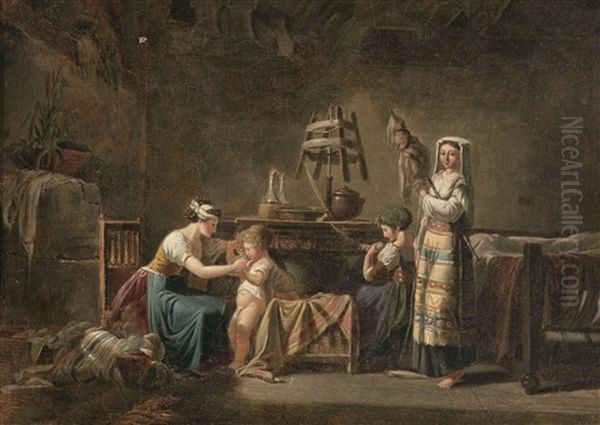 Escena Domestica Oil Painting by Jean-Baptiste Mallet