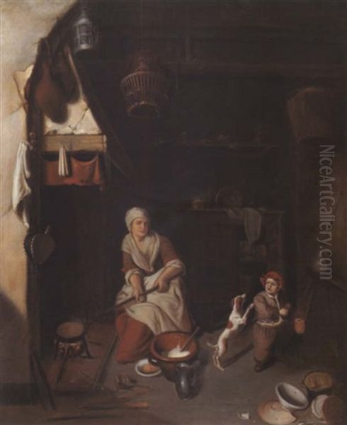 Die Pfannkuchenbackerin Oil Painting by Cornelis De Man