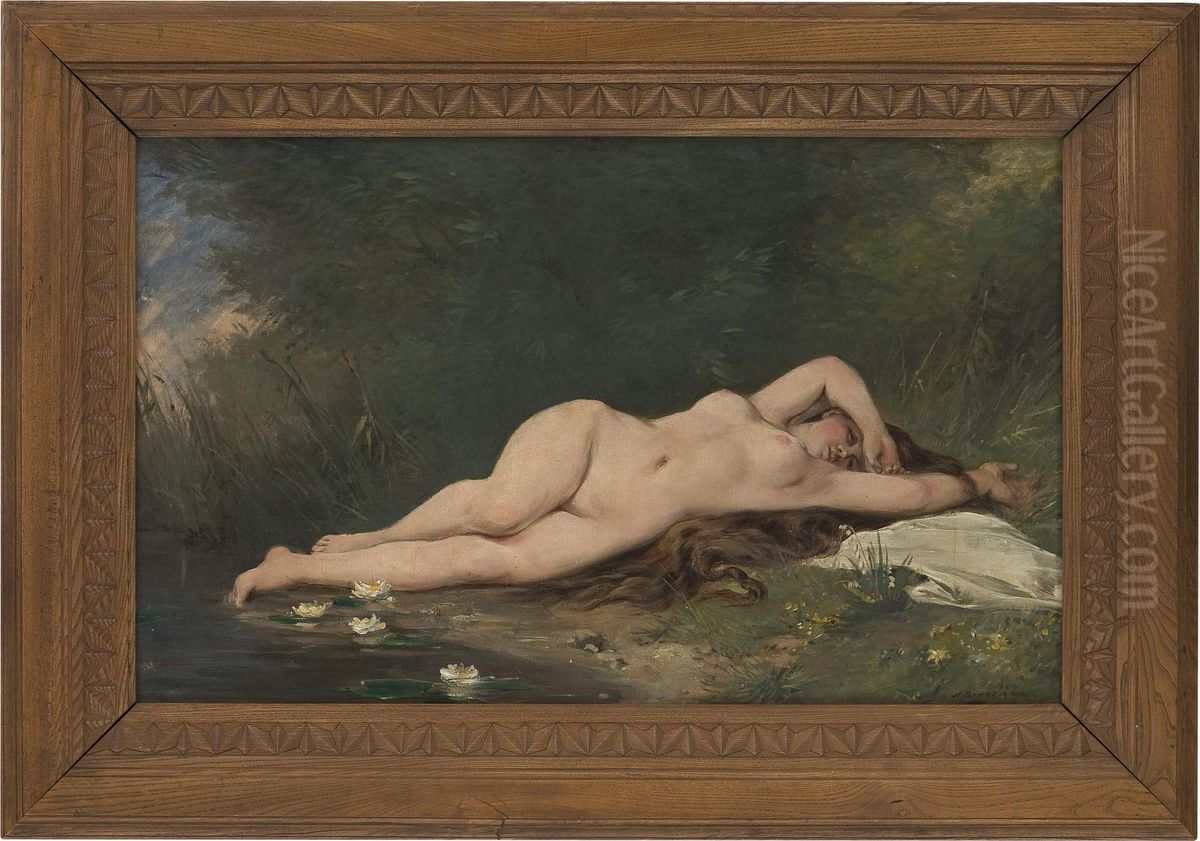 Awakening Nymph Oil Painting by Nils Nilsen Bergslien