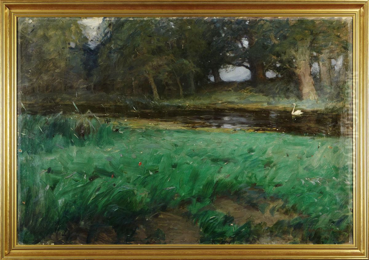 Kanalmotiv Oil Painting by Alfred Bergstrom