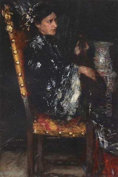 The Oriental Robe Oil Painting by Antonio Mancini