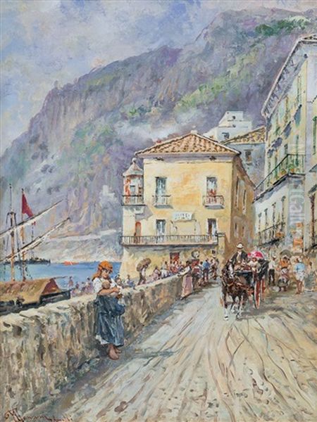 Amalfi Oil Painting by Francesco Mancini