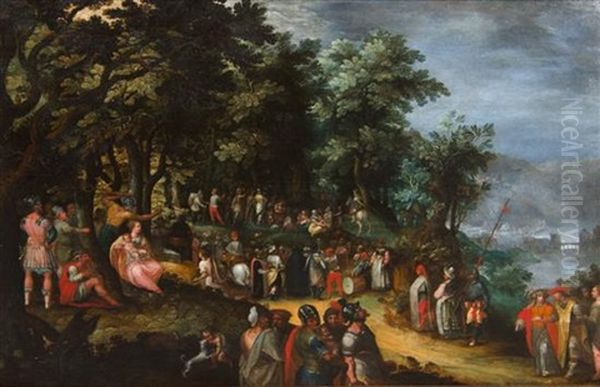 Saint John The Baptist Preaching To A Multitude Oil Painting by Karel Van Mander