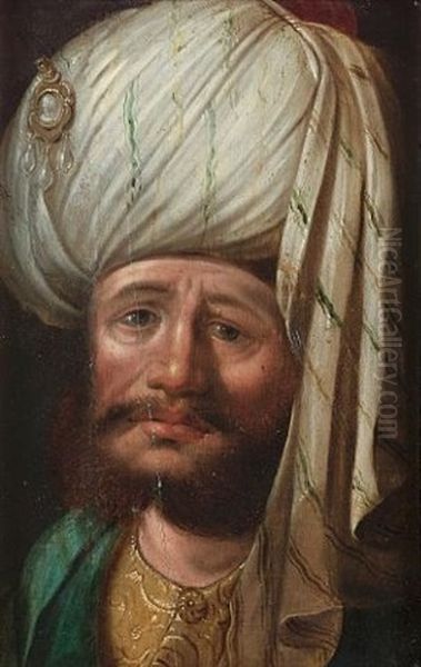 Portrait Of A Gentleman Wearing A Turban Oil Painting by Karel Van Mander