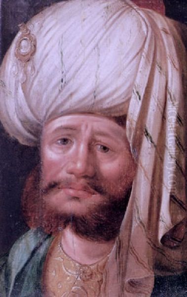 A Bearded Man Wearing A Turban Oil Painting by Karel Van Mander
