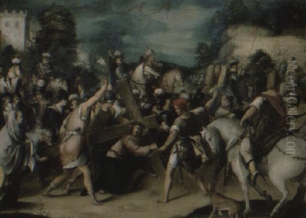 Christ On The Road To Calvary Oil Painting by Karel Van Mander