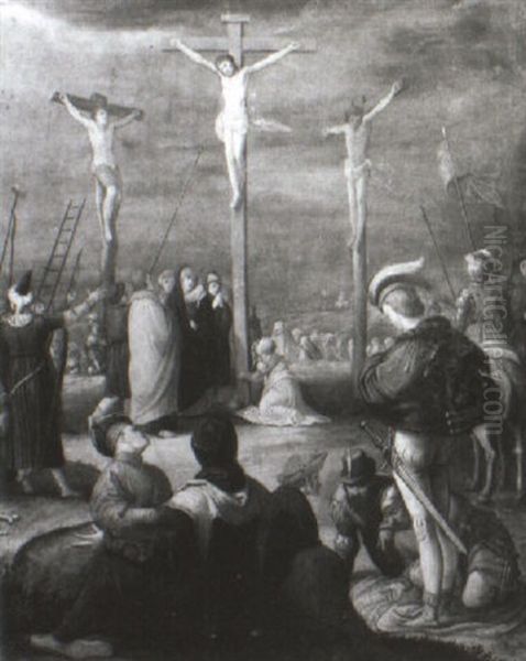 The Crucifixion With The Soldier Casting Lots Oil Painting by Karel Van Mander
