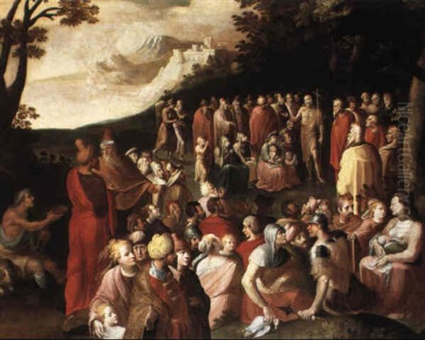 Saint John The Baptist Preaching To The Multitude Oil Painting by Karel Van Mander