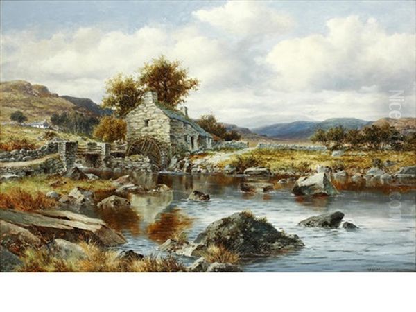 Old Mill Near Towy, North Wales Oil Painting by William Henry Mander