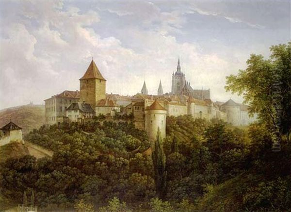 Blick Auf Den Hradschin In Prag Oil Painting by Manes, Josef