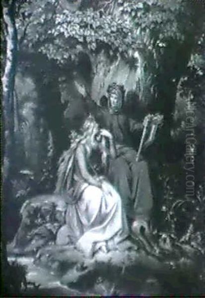 Die Personifikationen Von Marchen                           Und Sage Oil Painting by Manes, Josef