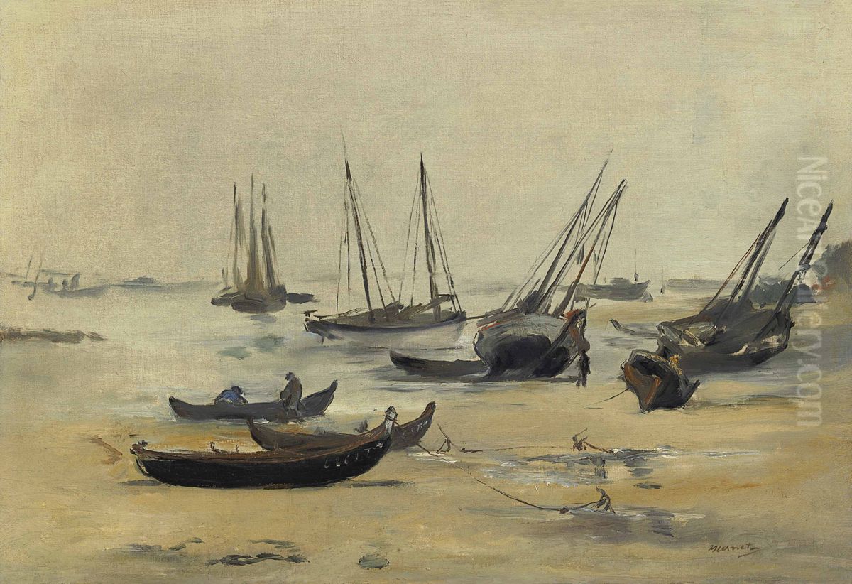 La Plage A Maree Basse Oil Painting by Edouard Manet