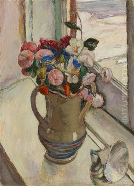 Flowers By The Window Oil Painting by Abram Anshelevich Manevich