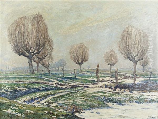 Winter Oil Painting by Josef Mangold