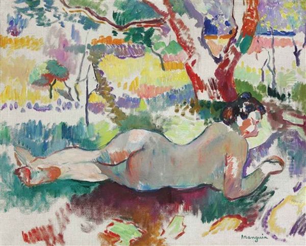 Etude Inversee, Nu Sous Les Arbres, Villa Demiere Oil Painting by Henri Charles Manguin